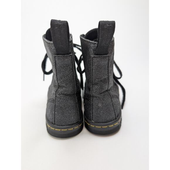 Dr. Martens Hackney Black Glitter Leather Combat Boots Women's US 5 - Picture 6 of 9